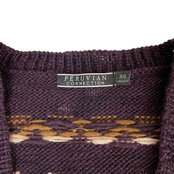 Peruvian Connection 100% Wool Fair Isle V-Neck Sweater - Picture 3 of 12